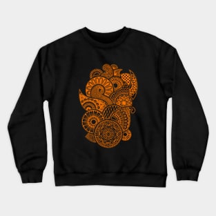 Abstract Mandala design (orange on black) Crewneck Sweatshirt